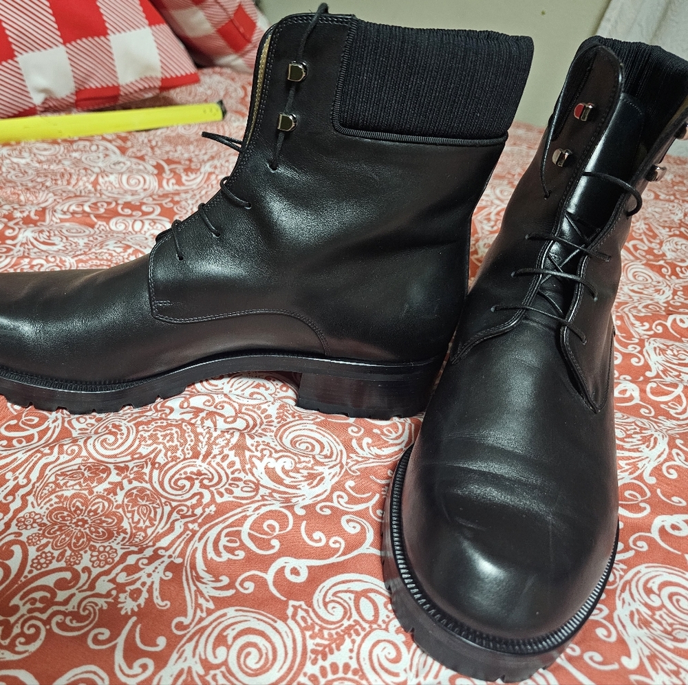 Christian Louboutin Black Leather Combat Boots